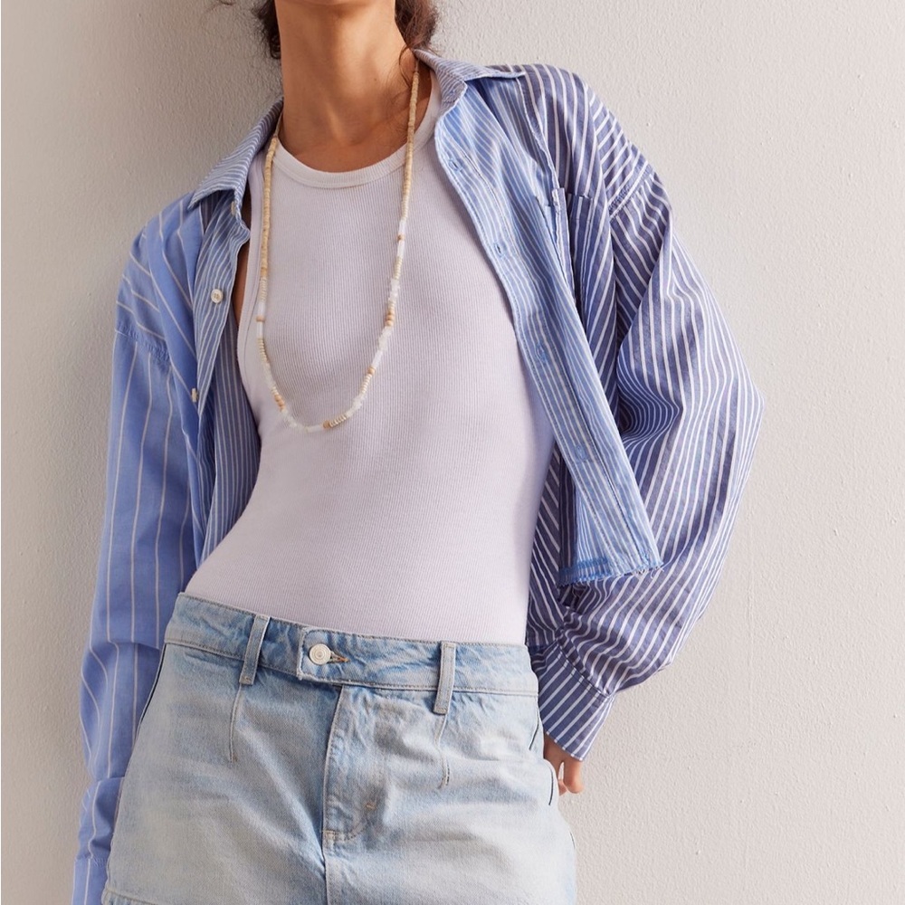 We The Free Light Blue Denim Jean mini skirt